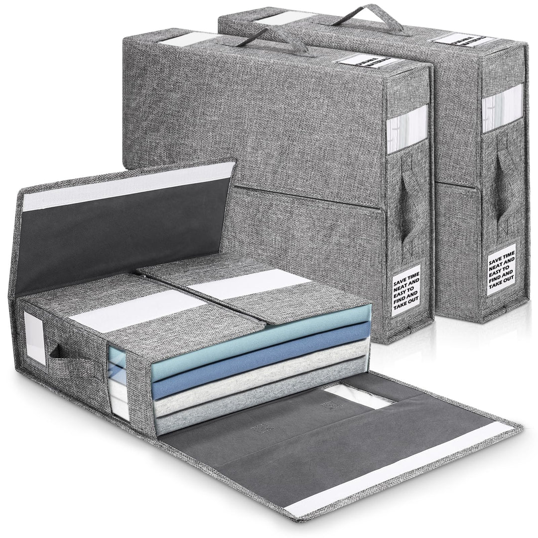 3 Stück Aufbewahrung Bettwäsche Organizer, Linen Bed Sheet Organiser Box, Faltbarer Aufbewahrungstas