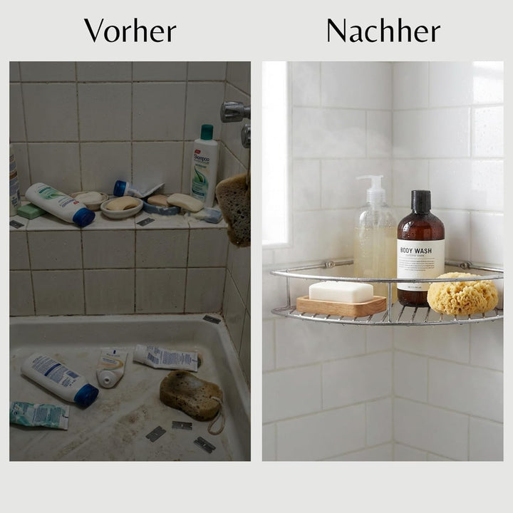 FACKELMANN Dusch-Eckablage 2er Set, hochwertiger Duschkorb aus Edelstahl, Ablage fürs Badezimmer, Ba
