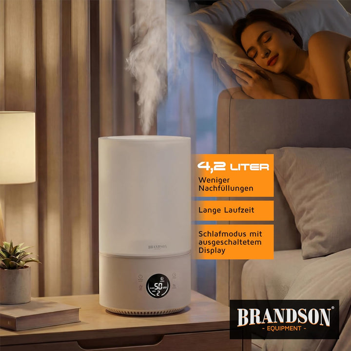 Arendo - Luftbefeuchter digital Display - 4,2 Liter - Fernbedienung - leise - 3 Nebelstufen - Sleep