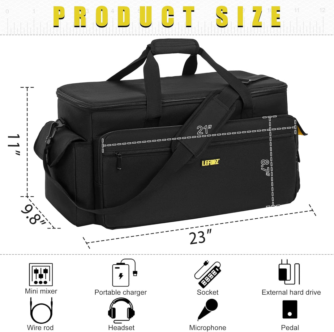 LEFOR·Z DJ Tasche,Grosse Kabel Organizer Tasche mit Abnehmbarem Gepolstertem Boden und Trennwänden,D