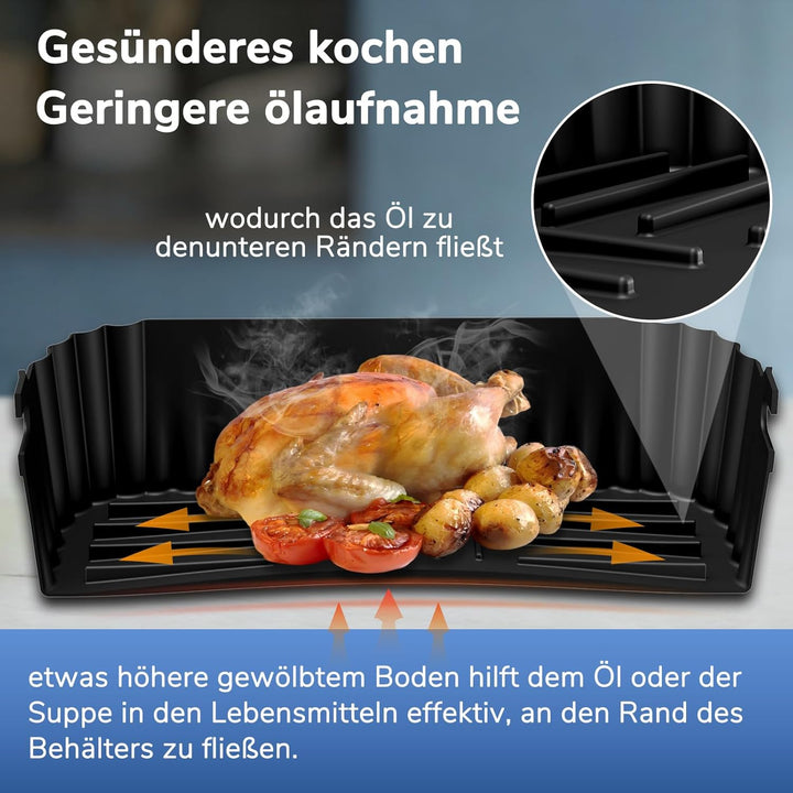 Heissluftfritteuse Zubehör für Philips Dual Flexbasket Airfryer 1000 Series 7,1L, 3Pcs Massgeschneid