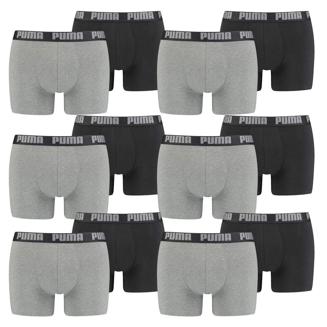 PUMA 12 er Pack Boxer Boxershorts Men Herren Unterhose Pant Unterwäsche, Farbe:691 - Dark Grey Melan