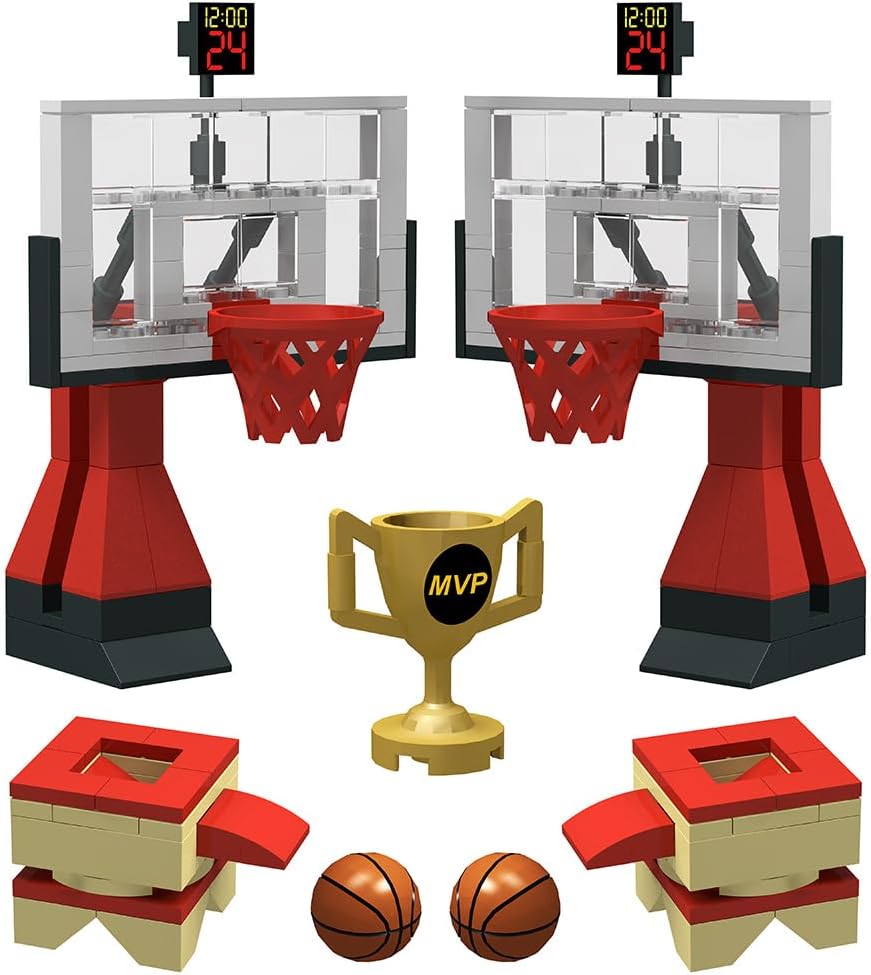 Nicolababe Baustein Bildungsspielzeug - Basketballplatz Grundplatten und Sätze von 2 Basketballständ