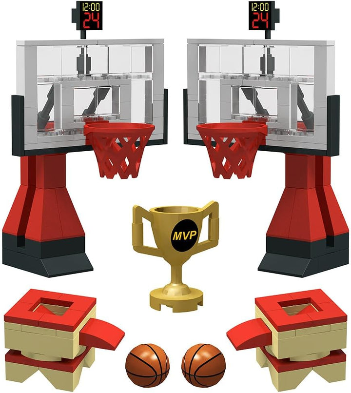 Nicolababe Baustein Bildungsspielzeug - Basketballplatz Grundplatten und Sätze von 2 Basketballständ