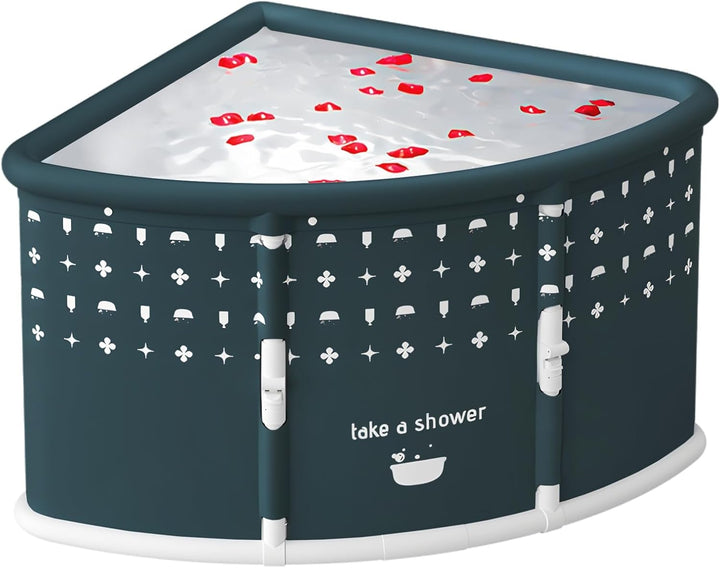 Space sparende Faltbadewanne für Erwachsene-fächerförmige, 70 cm x 70 cm x 55 cm, verdicktes PVC-Mat