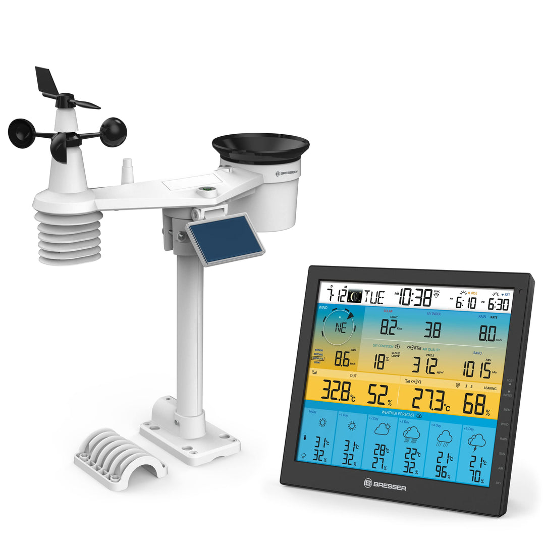 Bresser Wetterstation Funk Mit AuÃŸensensor 7-in-1 Solar WLAN 4CAST Mit 6-Tages-Wettervorhersage Und