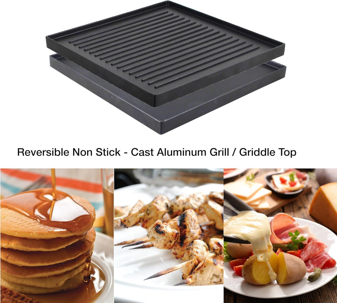 Swissmar Geneva Raclette 4 Personen, Raclette Grill mit Pfännchen und Schiebern, Mini Raclette-Grill