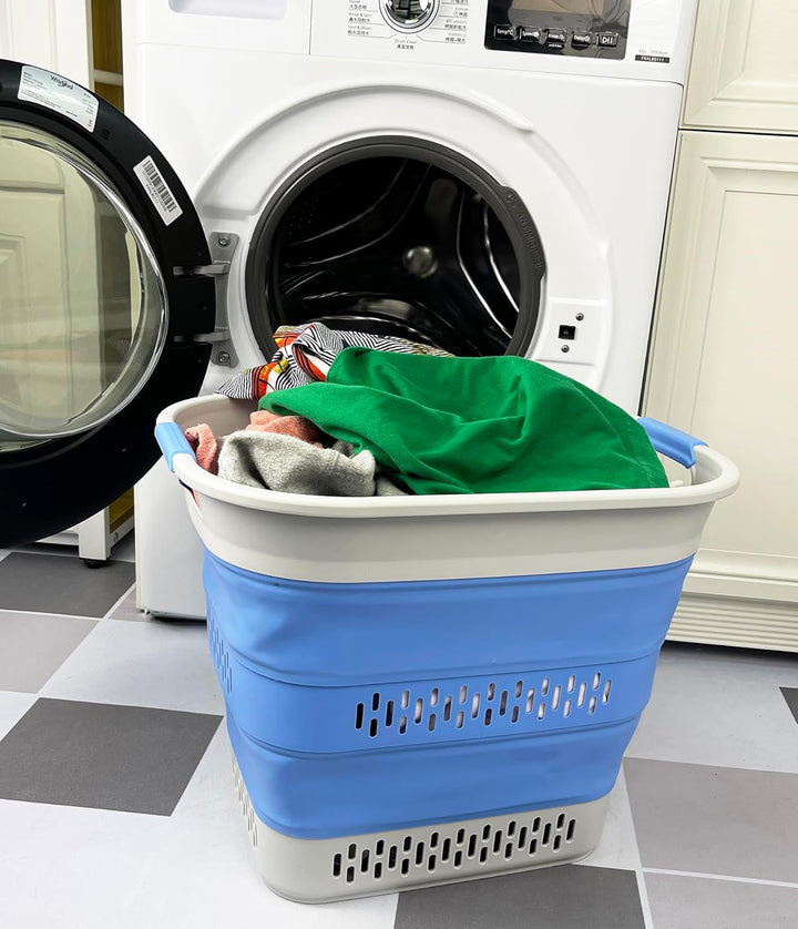 SAMMART Zusammenklappbarer Wäschekorb aus Kunststoff, 40 l, faltbarer Pop-Up-Aufbewahrungsbehälter/O