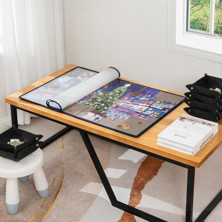 Tektalk faltbares Puzzle Board mit 6 Sortierschalen, tragbare Puzzlematte mit transparenter wasserdi
