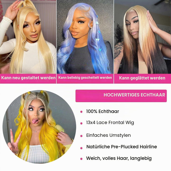 613 Blond Echthaar Perücke 13x4 Lace Frontal Wig Human Hair Perücke Blond Pre Plucked with Baby Hair