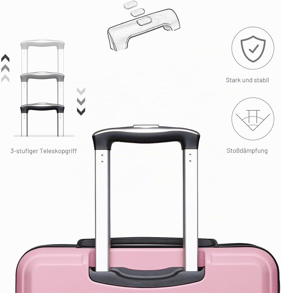 KONO Koffer Hartschale Handgepäck Trolley 55x40x22cm Zwillingsrollen Reisekoffer mit TSA Schloss, 38
