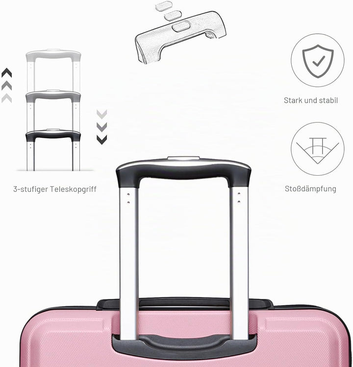 KONO Koffer Hartschale Handgepäck Trolley 55x40x22cm Zwillingsrollen Reisekoffer mit TSA Schloss, 38