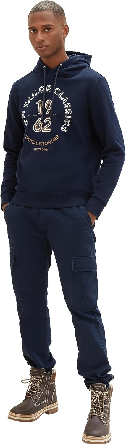 TOM TAILOR Herren Hoodie Sweatshirt mit Print S 10668 - Sky Captain Blue, S 10668 - Sky Captain Blue