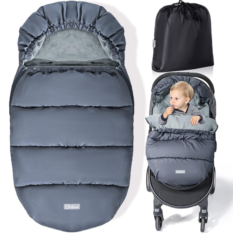 Orzbow Fusssack Kinderwagen Winter,Winterfusssack Kinderwagen mit Grosse Kapuze,Warmes Polarfleece-F