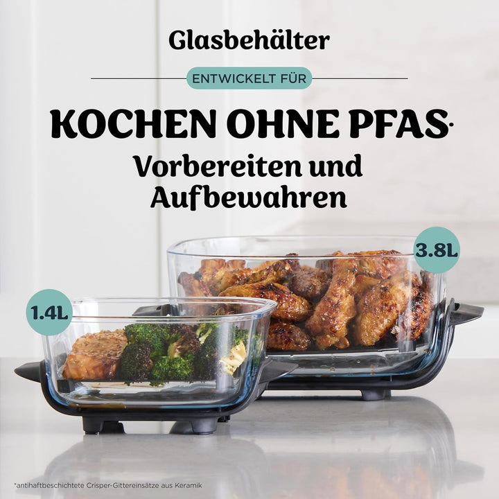 Ninja CRISPi tragbare Air fryer Heissluftfritteuse, 3,8 l, 4-in-1: Heissluftfrittieren, Braten, Warm