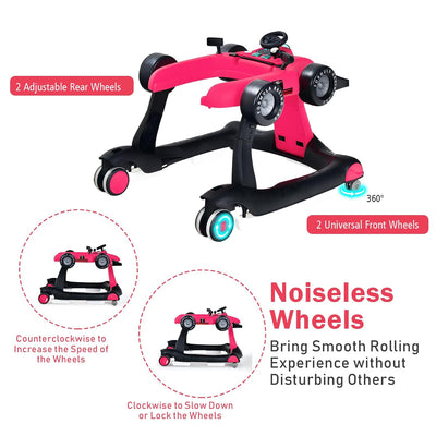 LIFEZEAL 4 in 1 Lauflernhilfe Baby, Höhenverstellbares & Klappbares Babywalker, Baby Gehfrei ab 6 Mo