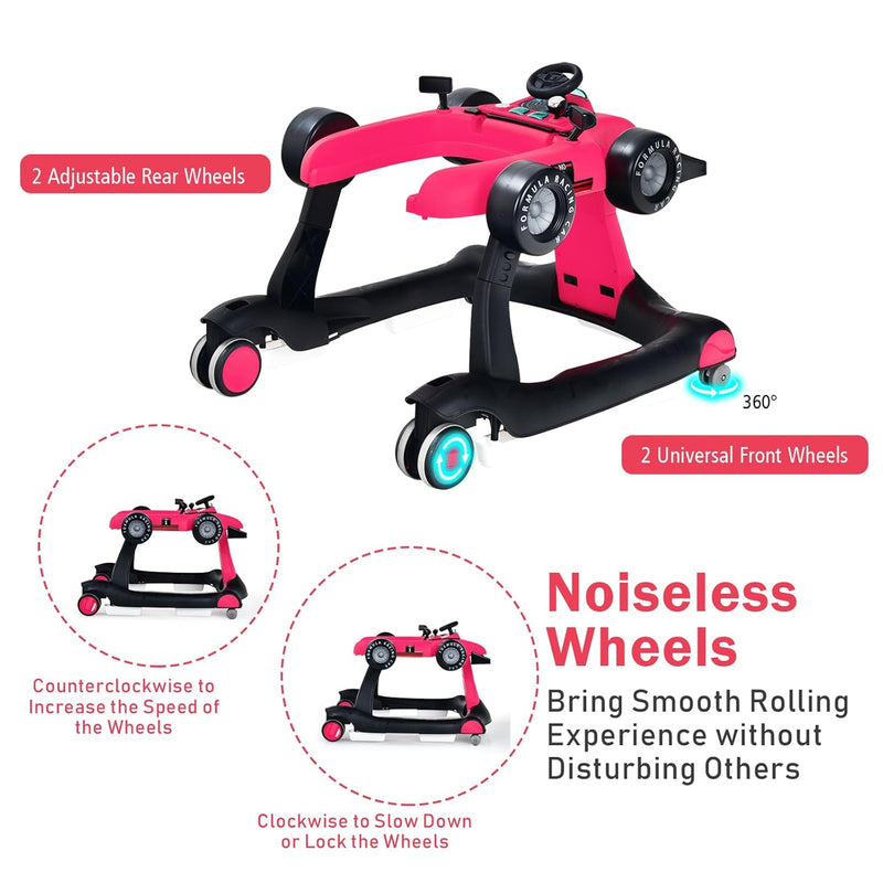 LIFEZEAL 4 in 1 Lauflernhilfe Baby, Höhenverstellbares & Klappbares Babywalker, Baby Gehfrei ab 6 Mo