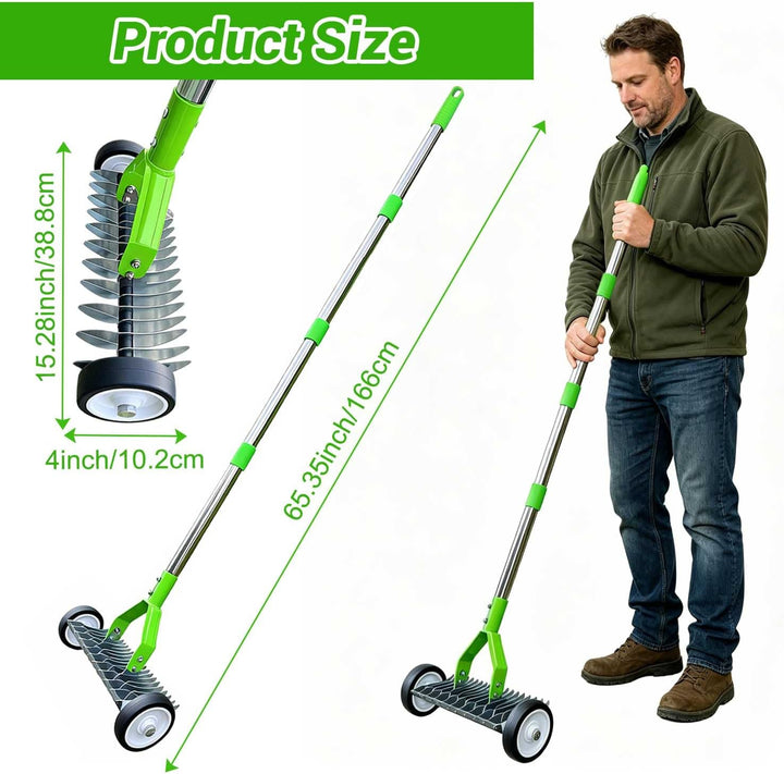 3-Section Handle Tube thatch Rake Rasenrechen Gartenspitzhacke rostfrei Nicht reibungsanfällig leich