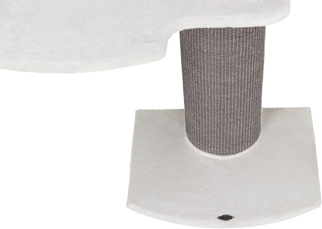 TRIXIE Kratzbaum Acadia 160 cm in weiss/grau – mehrstöckiger Katzenbaum mit gemütlichen Liegeflächen