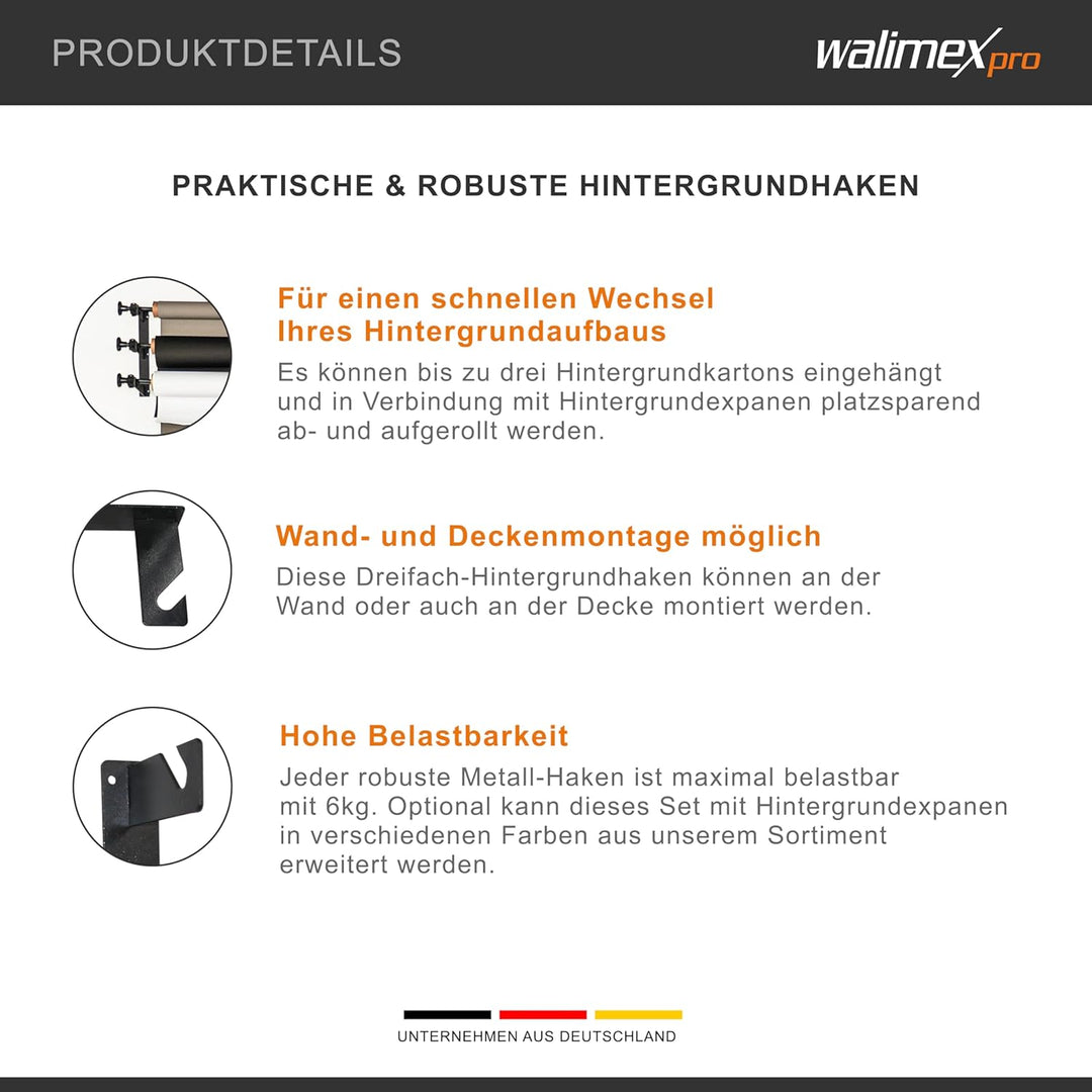 Walimex 3-fach Hintergrund haken (2er Set) nur Haken, nur Haken