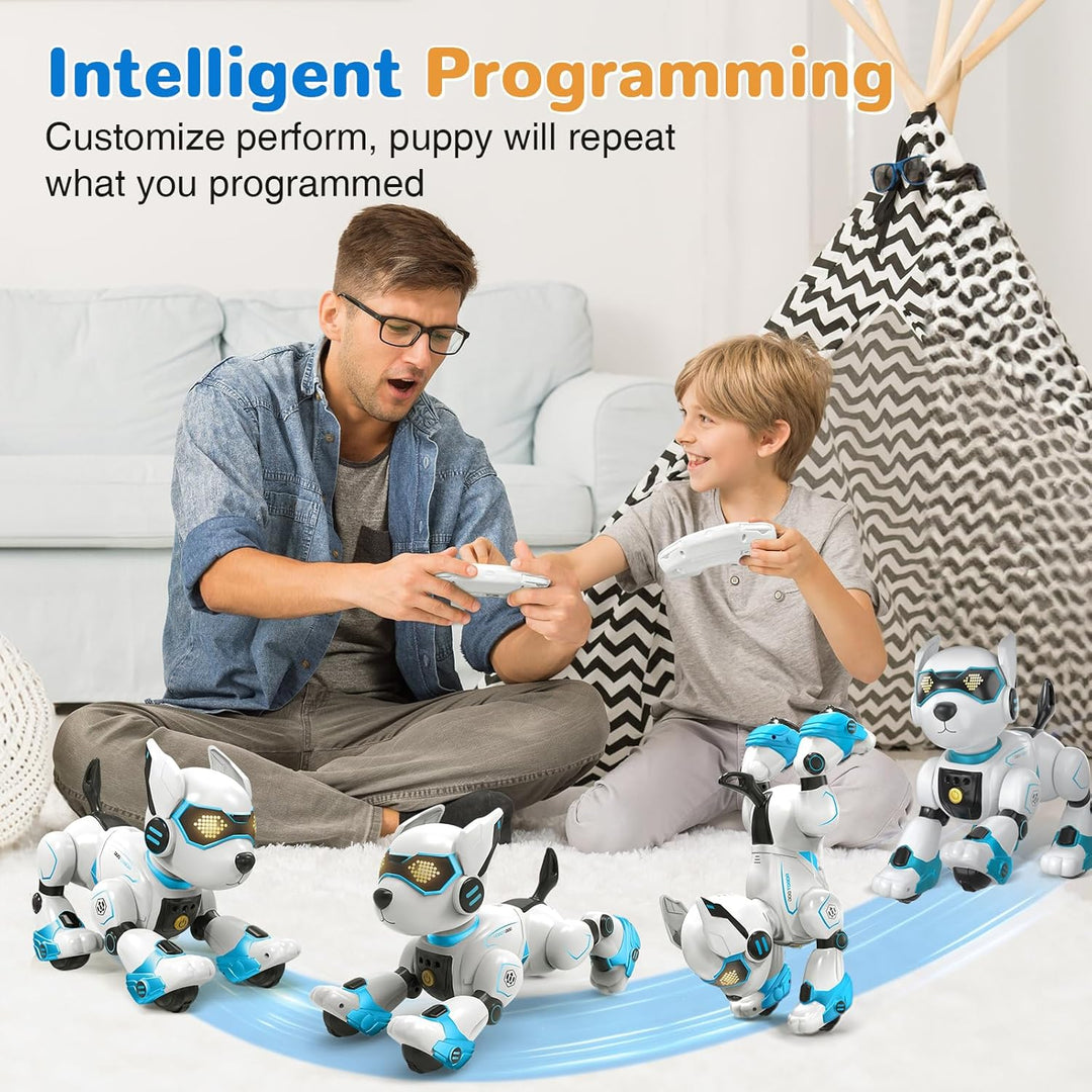 PRANITE Roboter Hund, Programmierbarer Roboterhund Kinder Ferngesteuerter Spielzeug, Wiederaufladbar