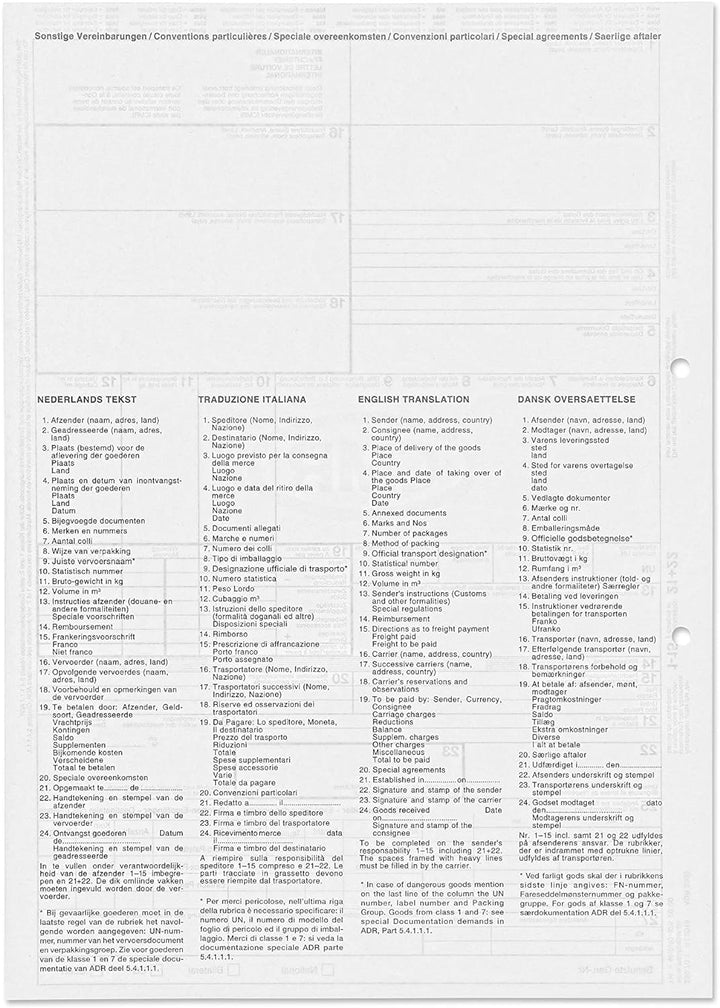mashpaper CMR-Frachtbrief international selbstdurchschreibend 200 Stück Einzelsatz 280701, 200 Stück