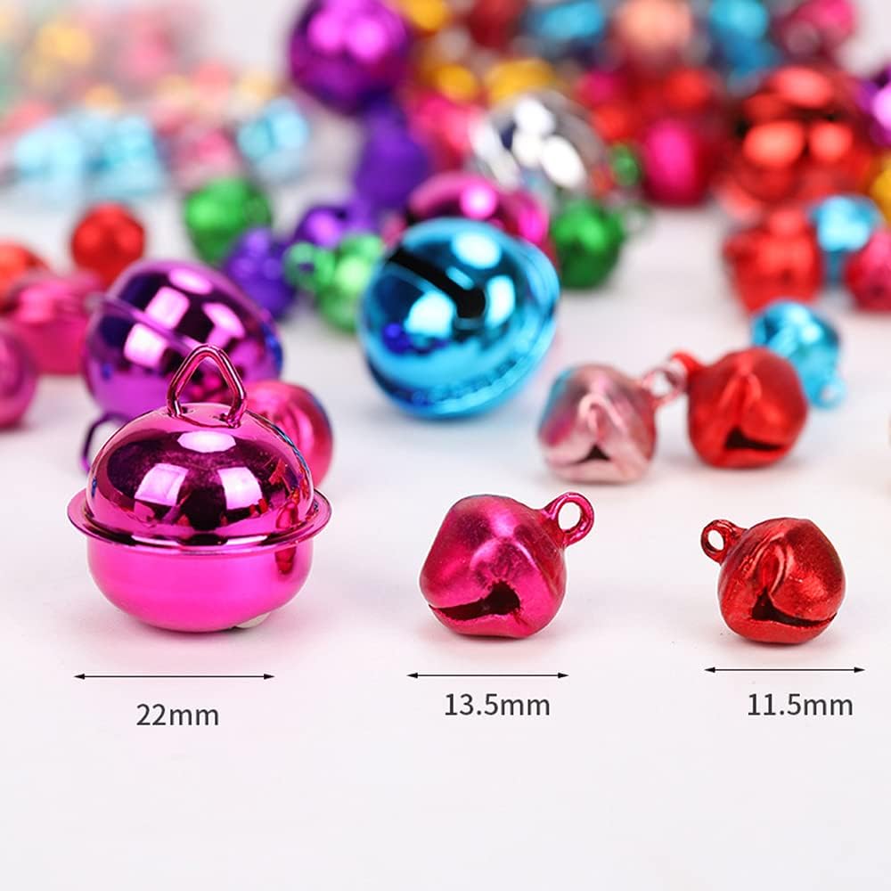 180 Stück Bunte Glöckchen Metallglöckchen,11.5mm 13.5mm 22mm Mix Klein Gross Schellen Glocken mit Ös