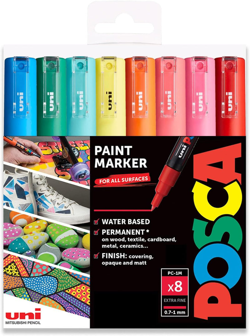 Posca - PC-1M Art Paint Marker – Set mit 8 Stück – in Kunststoffhüllen – Sommertöne