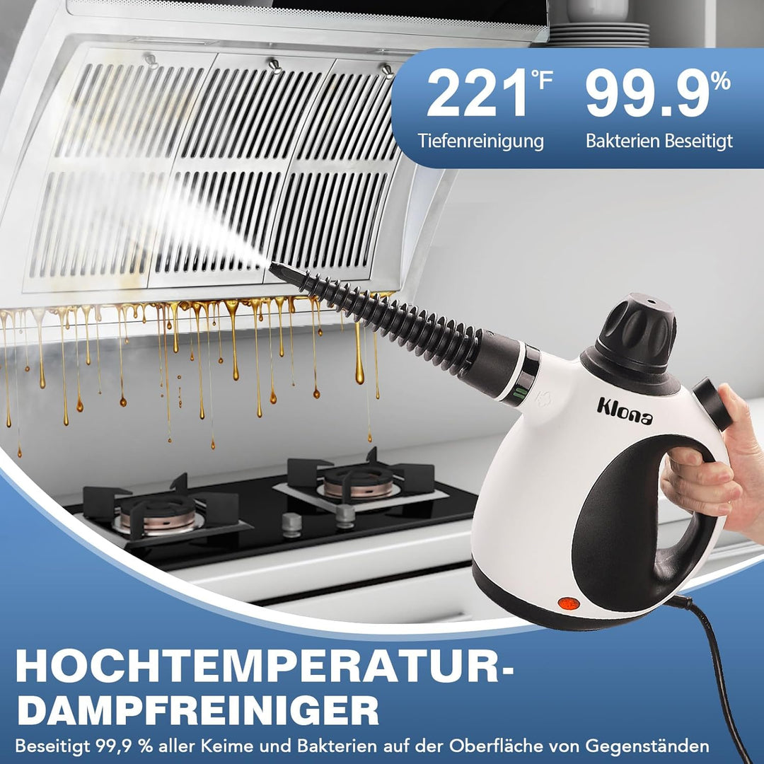 KLONA Handdampfreiniger, Dampfreiniger für Zuhause, Mehrzweck-Dampfreiniger mit 10 Zubehörteilen für