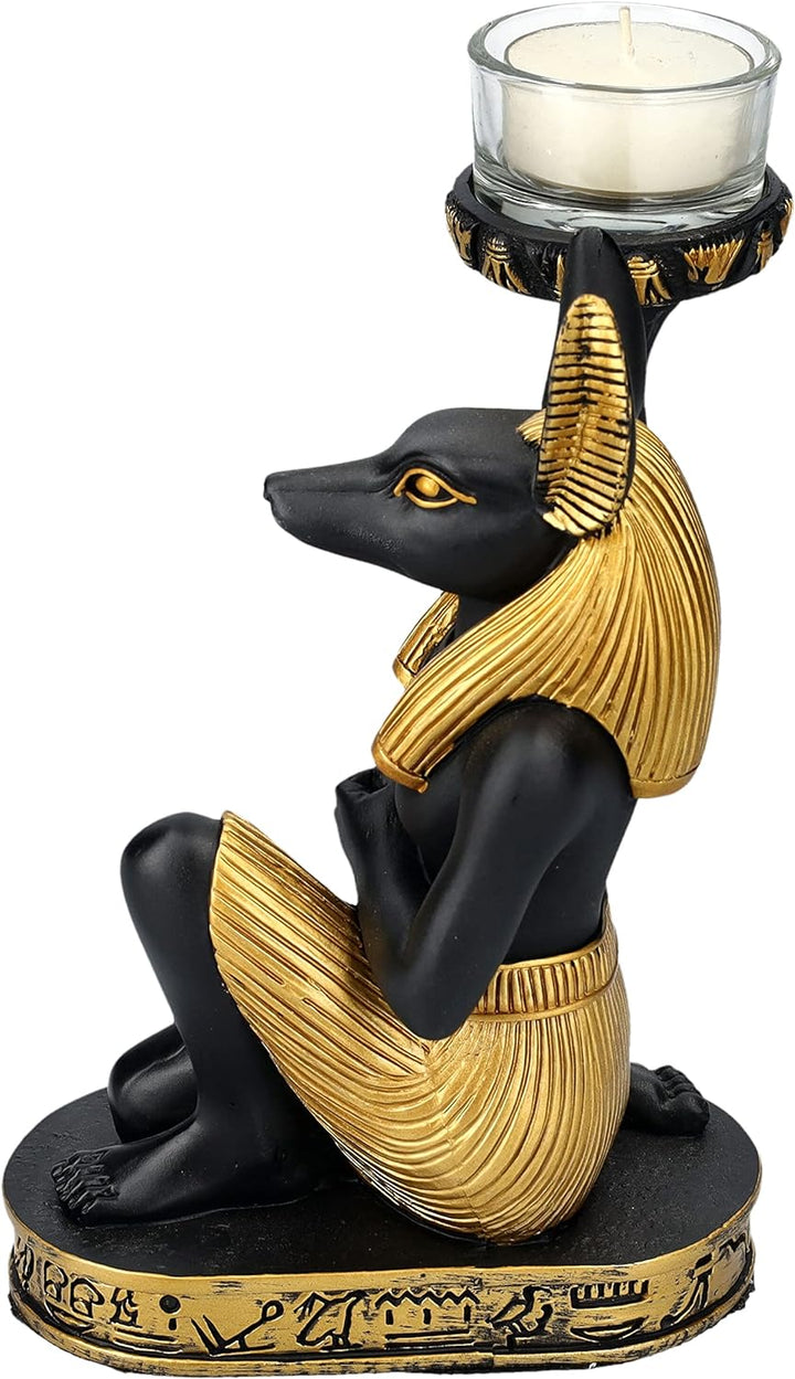 Teelichthalter Anubis Figur kniend | Ägyptische Deko