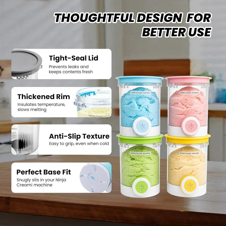 4 Stück für Ninja Swirl Creami Behälter, Eisbehälter für Speiseeis, mit Ersatz für Ninja Creami Delu