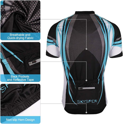 SKYSPER Radtrikot Herren Kurzarm Fahrradbekleidung Set Outdoor Sports Radfahren Jersey + Radfahren L