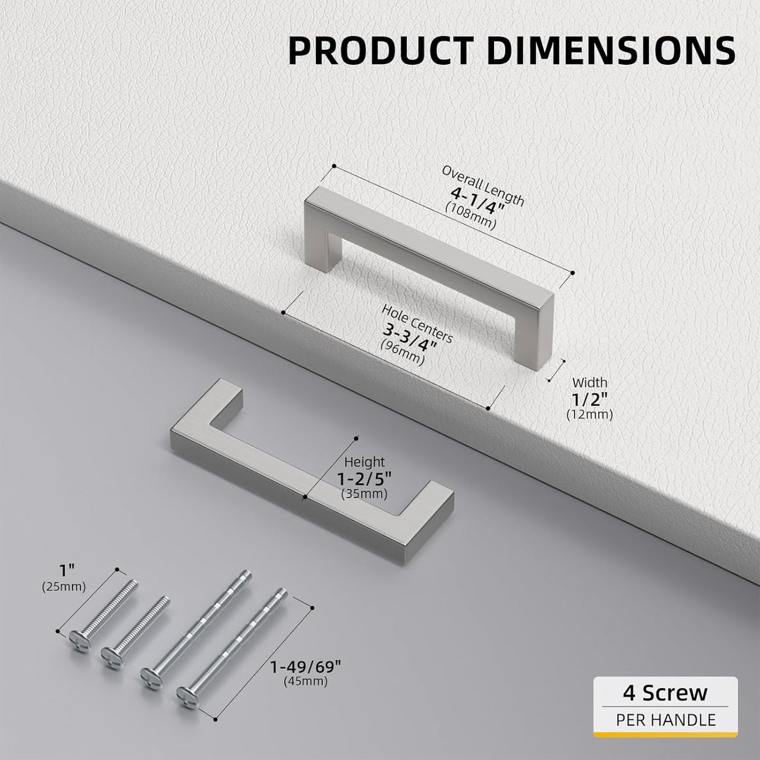 15x Goldenwarm® Möbelgriffe Lochabstand 96mm - Stangengriff Schrankgriffe Moebelgriffe 96mm Edelstah