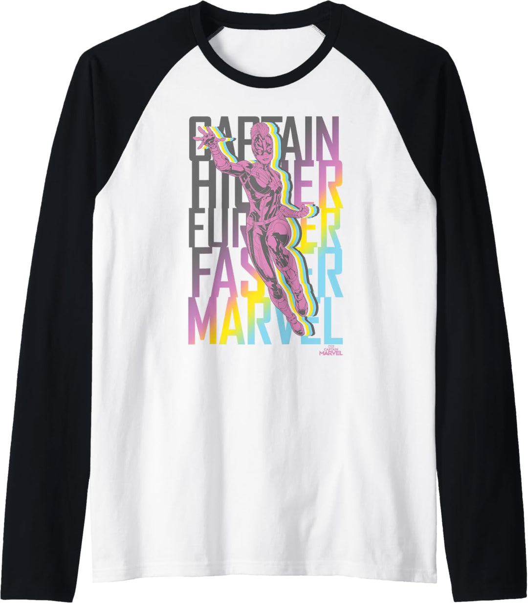 Captain Marvel Higher Further Faster In Flight Gradient Raglan