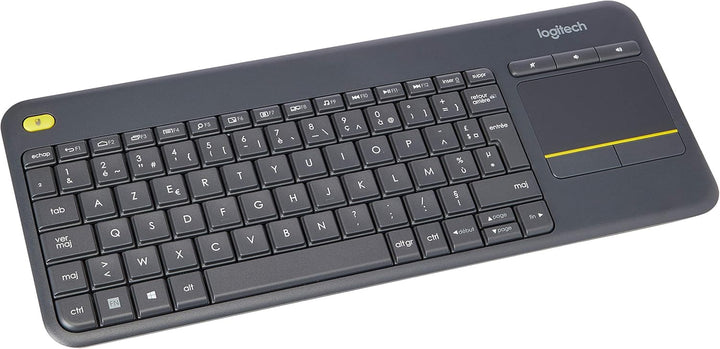 Logitech K400 Plus Kabellose Touch-TV-Tastatur mit integriertem Touchpad, Französisches AZERTY-Layou