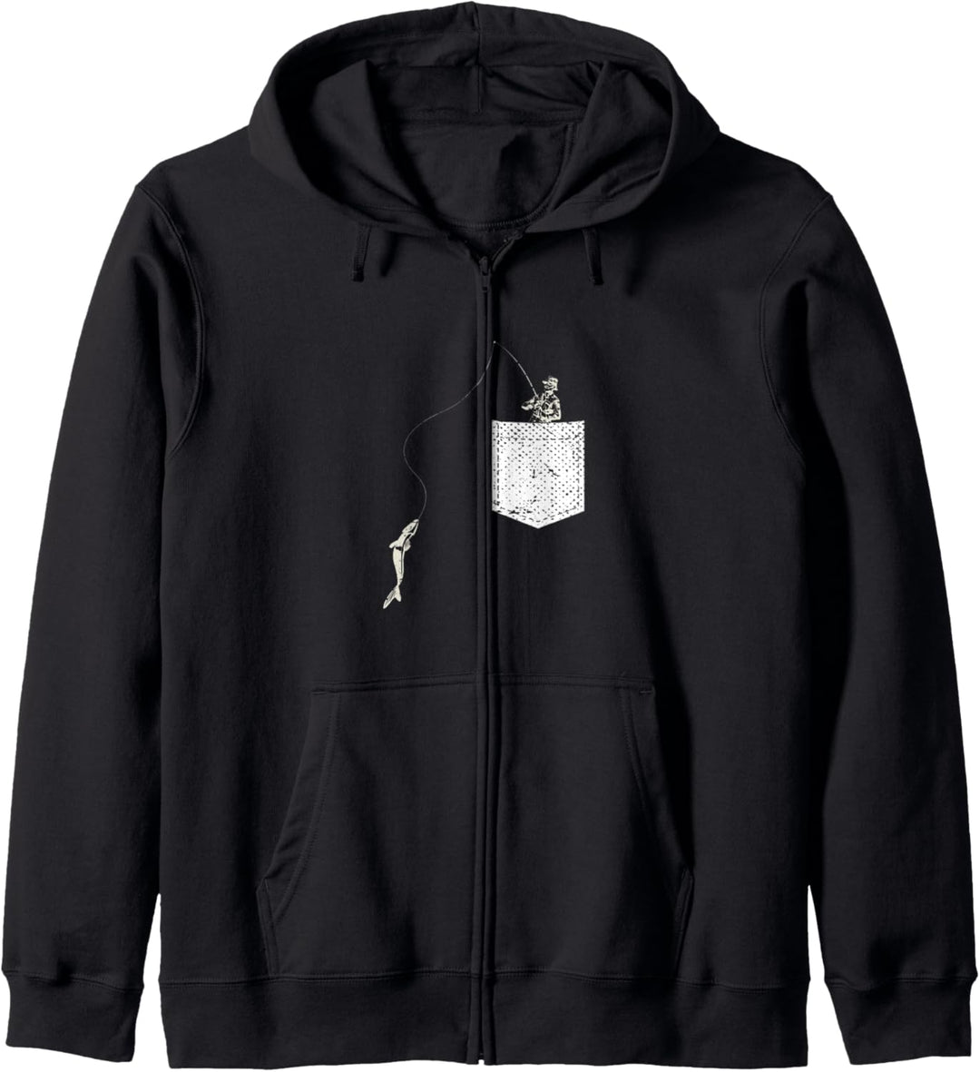 Fisch Angeln Angelrute Brusttasche Angel Fischer Angler Kapuzenjacke