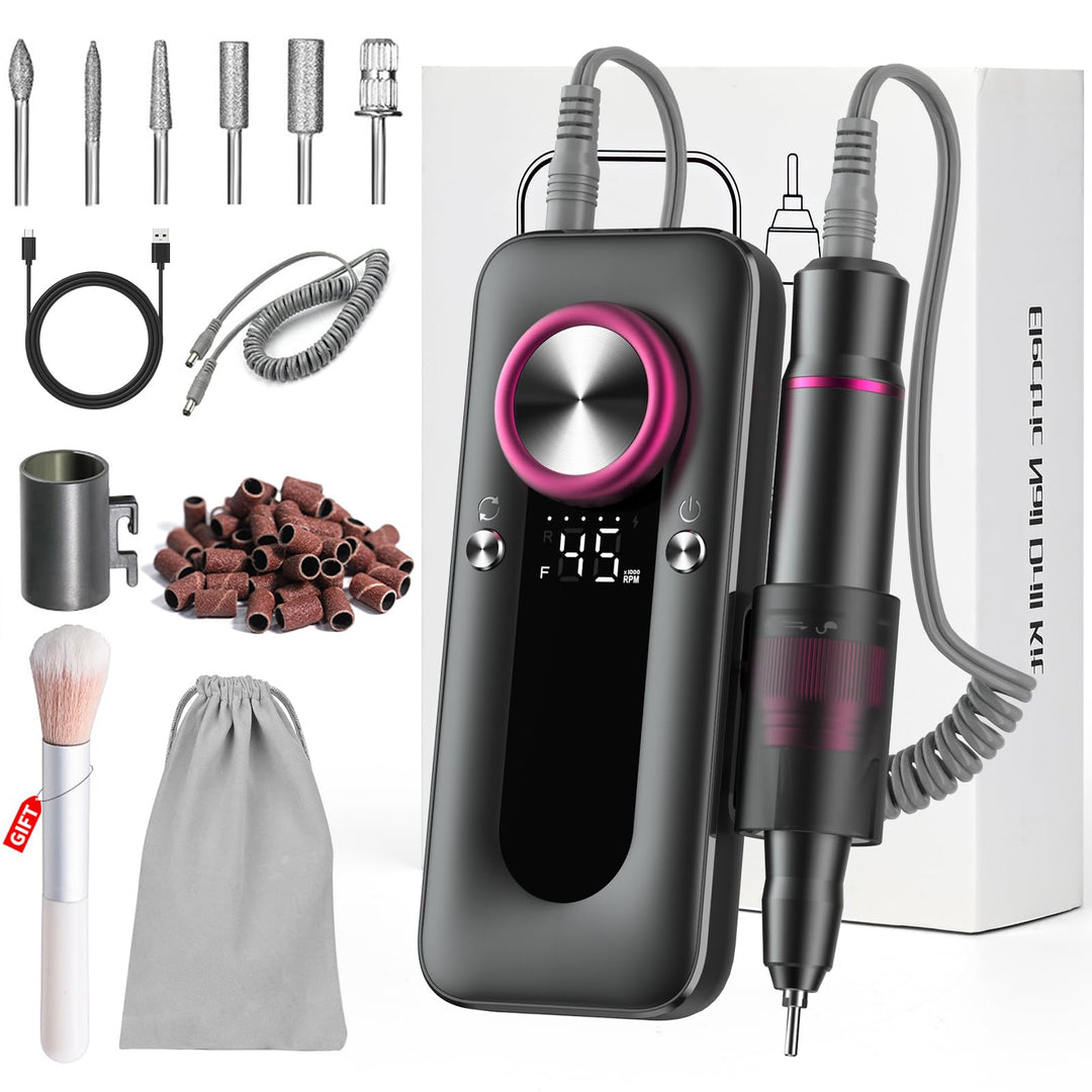 Elektrische Nagelfräser 45000 U/min，Wiederaufladbare Professionelle Elektrische Nagelfeile 4000mAh U