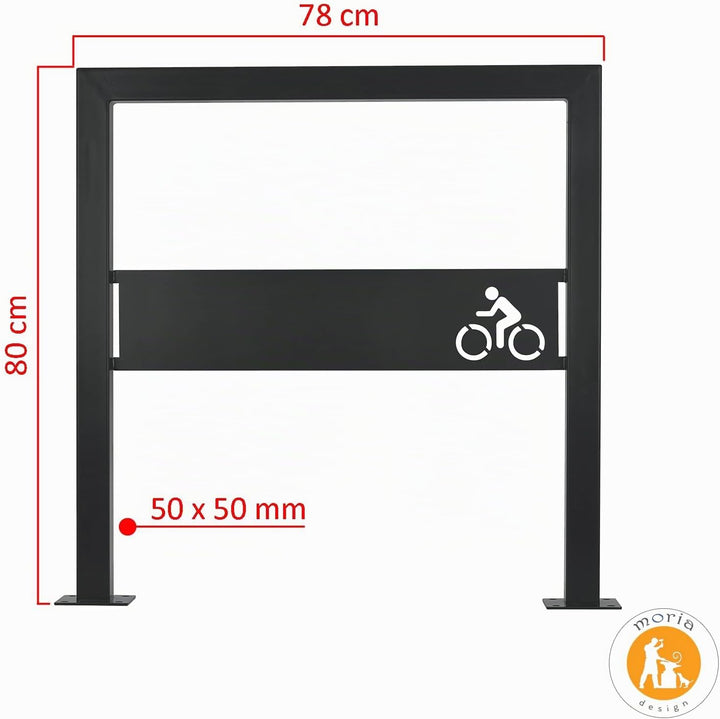 MORIA DESIGN U-Typ Fahrradständer 78 cm Bodenparker für 2 Fahrräder 78 x 80 x 50cm + Schild mit Logo