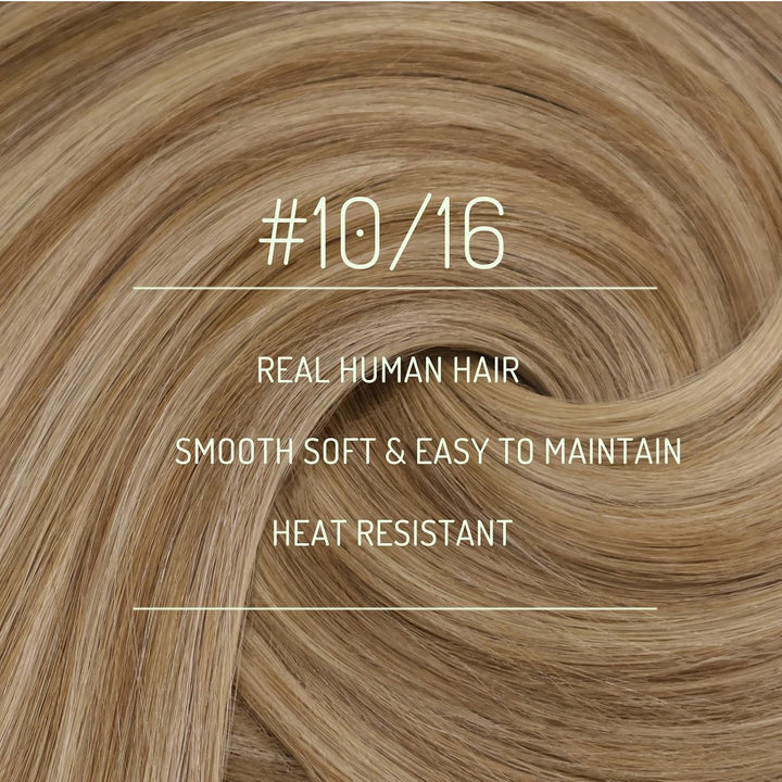 RUNATURE Echthaar Extensions Clip Blond 7Pcs 120g Clip Extensions Echthaar Günstig 30cm Kurz Haarver