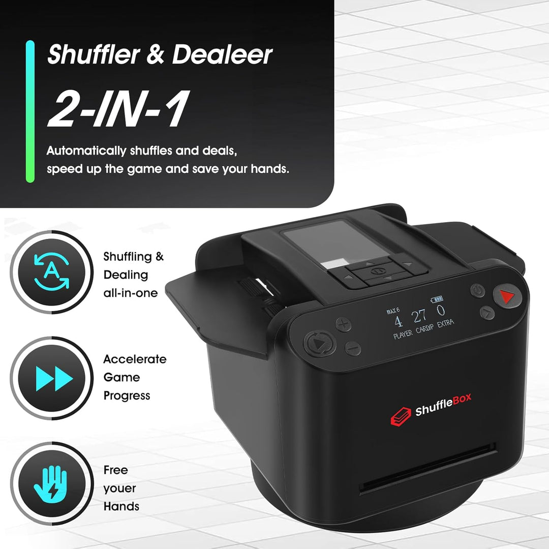 ShuffleBox G1 Pro Automatische Kartenmischer und Kartensender 2 in 1,Ultra leise,für UNO, Taco Cat Z