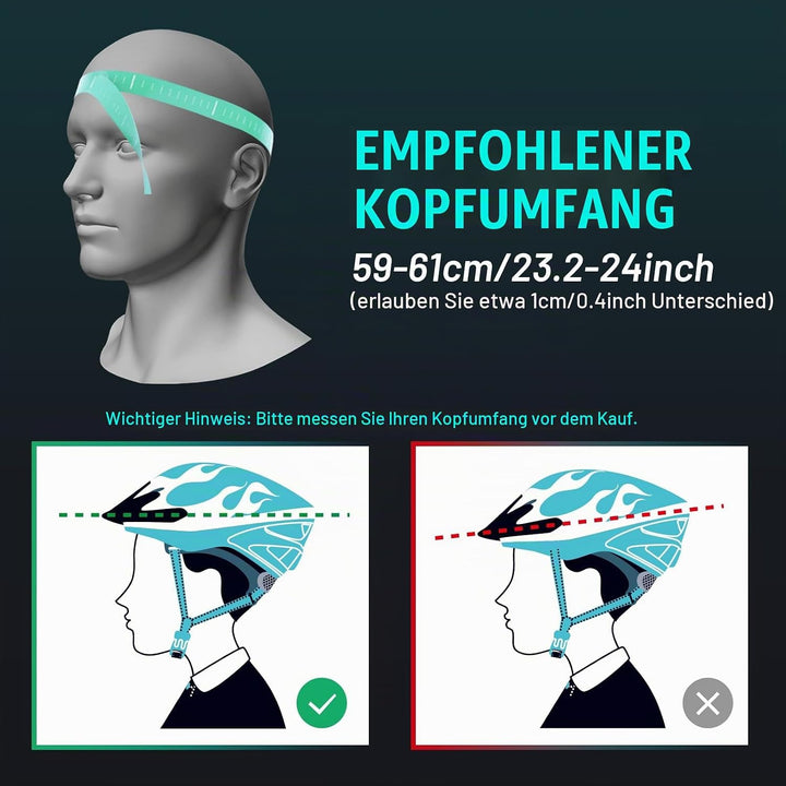 Favoto Fahrradhelm Herren mit Licht - Damenhelm Fahrradhelm Leichtgewicht Atmungsaktiv mit Brille Rü