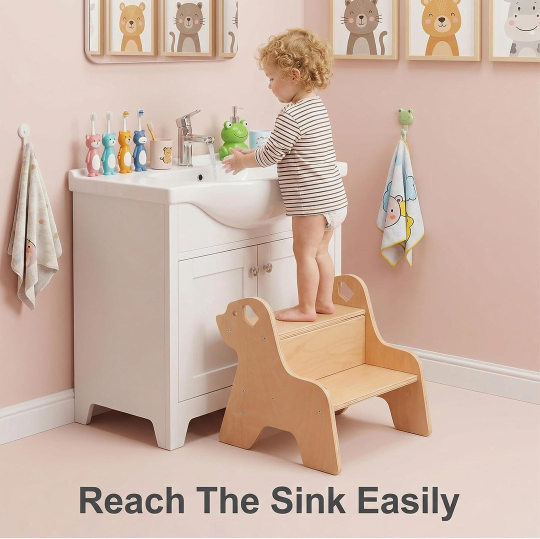 Tritthocker Für Kinder, 2-Stufig Hocker Kinderschemel Tragbar, Robust Tritthocker Holz Mit Handhaben