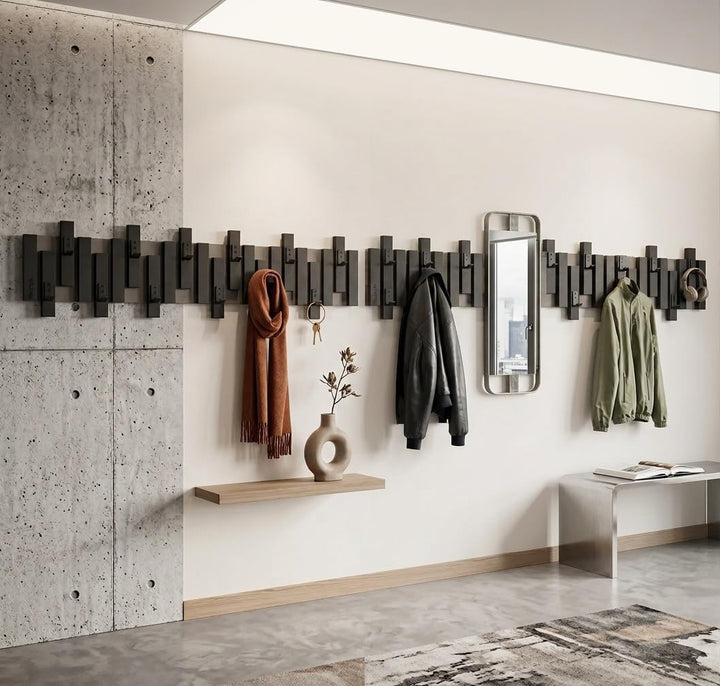 FLEXISTYLE Kleiderhaken Wand Wandgarderobe design Lamellen Flurgarderobe Garderobe Flur Holz MDF des