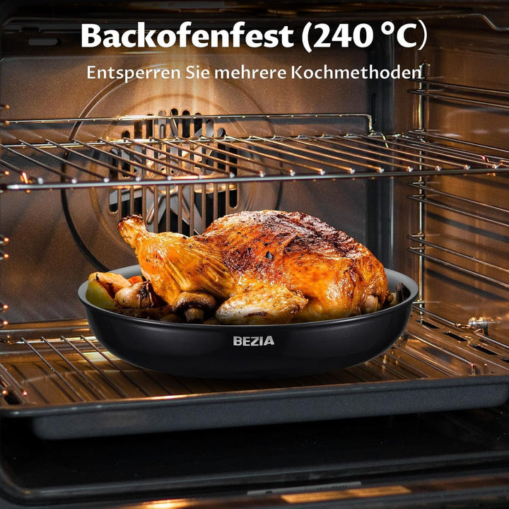 BEZIA Pfannenset mit abnehmbarem Griff, Bratpfannen Set mit Keramikbeschichtung, Induktions Pfannen