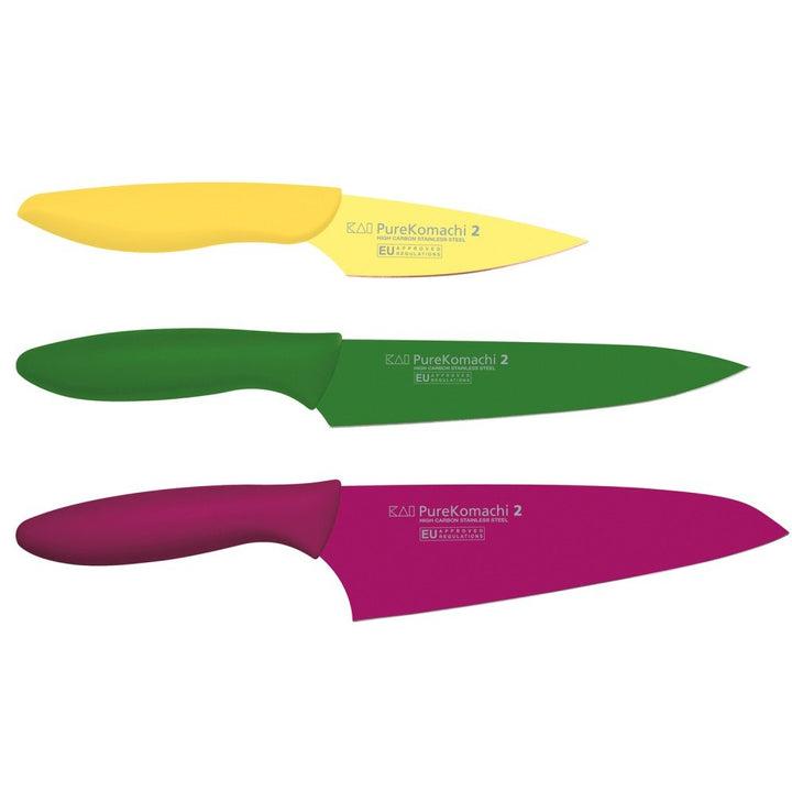 KAI Pure Komachi 2 Küchenmesser Set 3-teilig - Gemüsemesser 15 cm, Allzweckmesser 15 cm, Officemesse