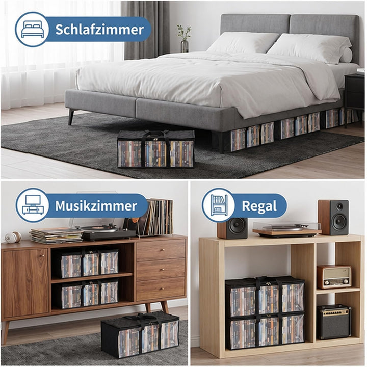 4 Stück DVD Aufbewahrungstaschen Wasserabweisende Durchsichtige DVD aufbewahrung mit Griffen für Dis