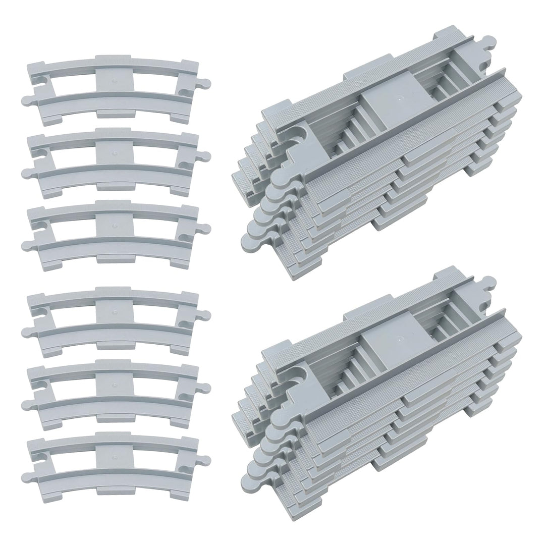 Mirthben 18pcs Bausteine Schienen Set, City Zug Schienen, bestehend aus Cross Track Gerade, Kurven S