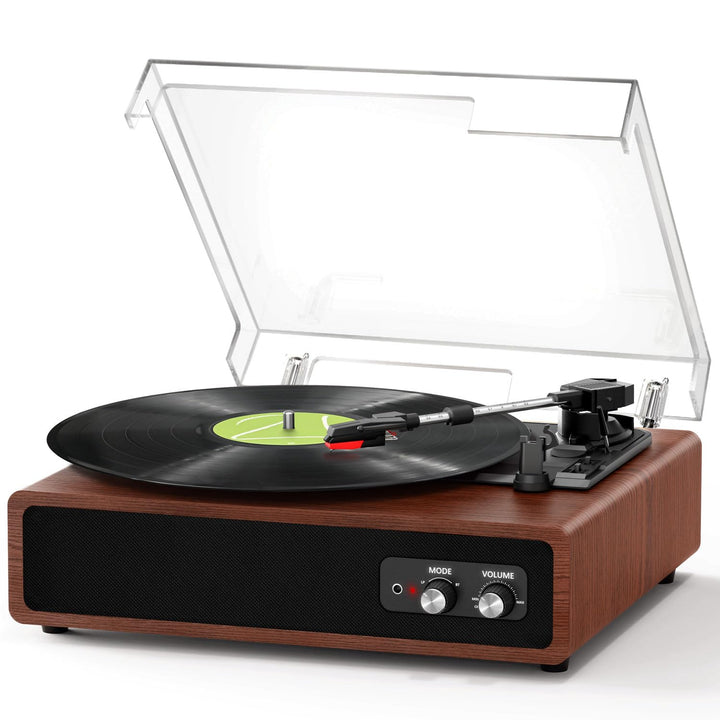 Plattenspieler, FYDEE Vinyl Plattenspieler mit Eingebauten Stereo-Lautsprechern, 3 Geschwindigkeiten