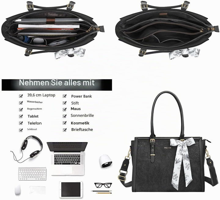 MOSISO Laptop Tasche für Frauen,17,3 Zoll PU Leder Tote Bag Kompatibel mit MacBook,HP,Dell,Asus Note