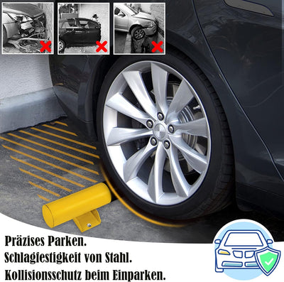 LZQ Garagenstopper Parkplatzbegrenzung Radstopper für Garage 2er-Pack mit Reflexionsstreifen Schwarz